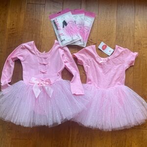 NWT 5 Pc 2 ballet dress leotard Pink Tutu 3 leggings